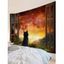 Tapisserie Murale Pendante à Imprimé 3D Scène Animal - Orange Foncé 95 CM X 73 CM