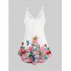 Plus Size Butterfly Flower Printed Cami Tank Top - WHITE 5X