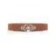 Ceinture Fleurie avec Fausse Perle en Métal en Faux Cuir - café 1PC