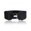 Ceinture de Taille Large Élastique en Simili Cuir Festonnée avec Boucle à Sculpture Creuse - Noir 1PC