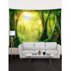 Tapisserie Murale à Imprimé Paysage Arbre et Rayon de Soleil Décoration Maison - Vert clair 95 CM X 73 CM