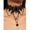 Collier Ras-de-Cou en Dentelle avec Pendentif Goutte et Strass Style Punk - Noir 1PC