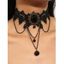 Collier Ras-de-Cou en Dentelle avec Pendentif Goutte et Strass Style Punk - Noir 1PC