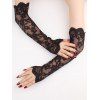 Gants Longs Gothique Fleur en Dentelle Transparente - Noir 1 PAIR