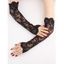 Gants Longs Gothique Fleur en Dentelle Transparente - Noir 1 PAIR