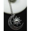 Vintage Necklace Sun Hollow Out Moon Pendant Retro Necklace - SILVER 