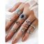10 Pièces Ensemble de Bagues Motif Feuille et Fleur et Géométrie Style Rétro - Argent RING SET