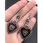 Boucles D'Oreilles Pendantes Motif Cœur Rose et Rivets Style Gothique - Argent 