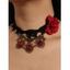 Collier Ras-de-Cou Rosette en Dentelle Motif Fleur et Goutte en Diamant Fantaisie Style Gothique - Noir 1PC