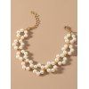 Bracelet Fleur Deisgn en Fausse Perle - Blanc 