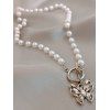 Collier Tendance avec Pendentif Papillon et Perle Fantaisie - Blanc 