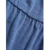 Robe Mi-Longue Trapèze Simple Panneau en Dentelle Evidée Superposée en Couleur Unie - Bleu M