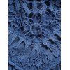 Robe Mi-Longue Trapèze Simple Panneau en Dentelle Evidée Superposée en Couleur Unie - Bleu XL