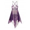 See Thru Lingerie Set Sheer Flower Lace Panel Adjustable Strap T-back Lingerie Two Piece Set - CONCORD ONE SIZE