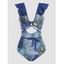 Maillot de Bain Monokini Une-Pièce Noué Découpé à Imprimé Marbre - multicolor A XXL