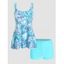 Ensemble de Bikini de Bain Tankini de Vacances Rembourré à Imprimé Fleur et Feuille Deux Pièces de Swimwear - Bleu clair XL