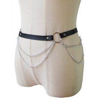 Punk Style Belt Chain Embellishment Rivet PU Buckle Gothic Belt 