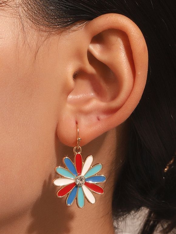 Boucles D'Oreilles Pendantes Élégantes Motif Fleur Colorée - multicolor 