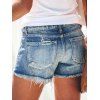 Destroyed Jeans Shorts Zipper Fly Pockets Frayed Hem Ripped Denim Shorts - BLUE 2XL