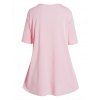 Plus Size Solid Color Hollow Out Floral T-shirt Short Sleeve Scalloped Hem Curve Tee - LIGHT PINK 4XL