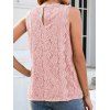 Flower Lace Panel Tank Top Plain Color V Neck Scalloped Casual Tank Top - LIGHT PINK 2XL