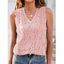 Débardeur Décontracté Simple Festonné Panneau en Dentelle en Couleur Unie à Col V - Rose clair XL