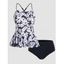Ensemble de Bikini de Bain Tankini Matelassé à Imprimé Fleuri à Taille Haute à Bretelle Ajustable Deux Pièces - multicolor A XL