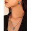 Ensemble de Boucles D'Oreilles et de Collier à Imprimé Cœur à Carreaux - Noir 