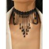 Collier Ras du Cou en Chaîne Orné de Cristal Fantaisie Style Gothique - Noir 1PC