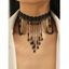 Collier Ras du Cou en Chaîne Orné de Cristal Fantaisie Style Gothique - Noir 1PC