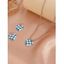 Ensemble de Boucles D'Oreilles et de Collier à Imprimé Cœur à Carreaux - Bleu 