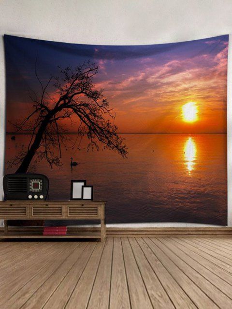 Sunset Tree Landscape Print Hanging Wall Tapestry