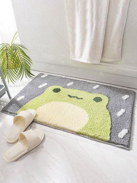 Cute Frog Pattern Decorative Non Slip Absorbent Bathroom Door Mat