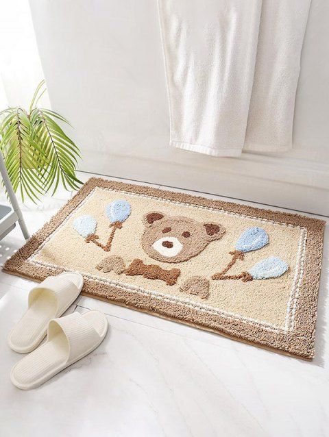 Decorative Cute Bear Pattern Non Slip Absorbent Bathroom Door Mat