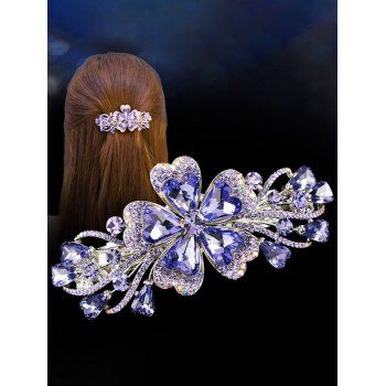 

Artificial Crystal Flower Bowknot Hair Clip, Blue