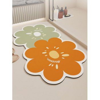 

Blossom Flower Print Anti Skid Bathroom Decor Floor Area Rug, Dark orange