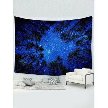 

Starry Night Forest Print Tapestry Hanging Wall Home Decor, Blue