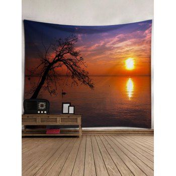 

Sunset Tree Landscape Print Hanging Wall Tapestry, Multicolor