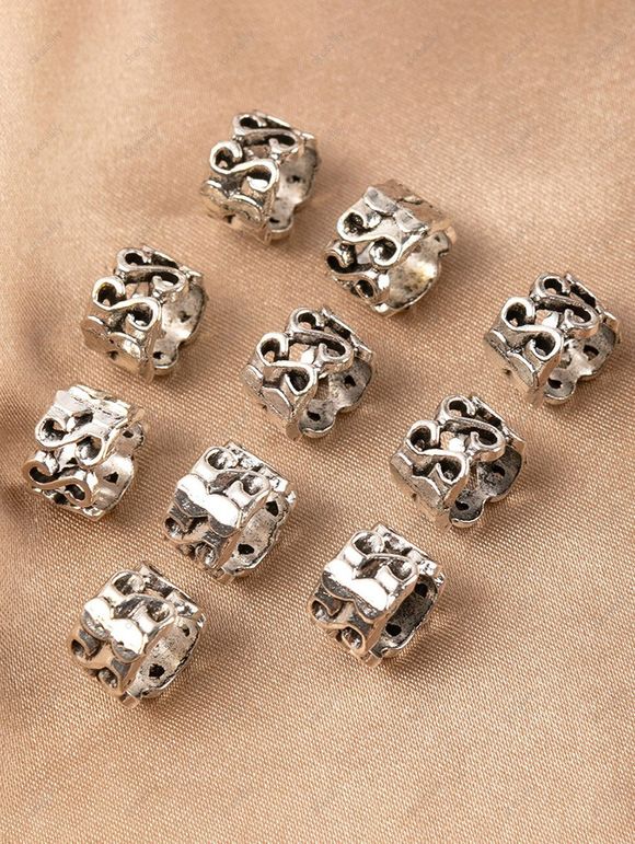 10 Pièces Extensions de Cheveux Tressées à Sculpture Creuse pour Cheveux - Argent 