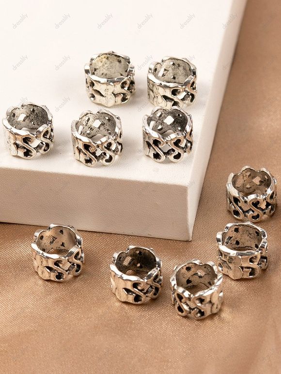 10 Pièces Extensions de Cheveux Tressées à Sculpture Creuse pour Cheveux - Argent 