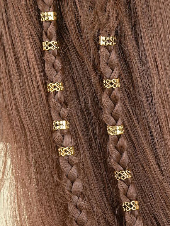 10 Pièces Extensions de Cheveux Tressées à Sculpture Creuse pour Cheveux - d'or 