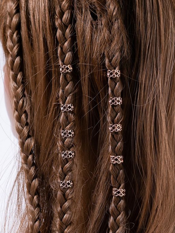 10 Pièces Extensions de Cheveux Tressées à Sculpture Creuse pour Cheveux - multicolor A 