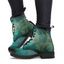 Vintage Matin Thin Boots Sun Moon Pattern Lace Up Thick Heels Retro Boots - Noir EU 35
