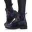 Vintage Matin Thin Boots Sun Moon Pattern Lace Up Thick Heels Retro Boots - Noir EU 42