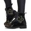 Vintage Matin Thin Boots Sun Moon Pattern Lace Up Thick Heels Retro Boots - Vert EU 35