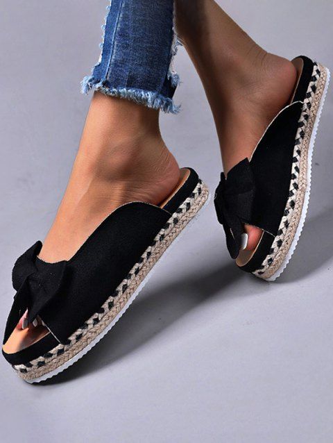 Bowknot Slip On Casual Slippers