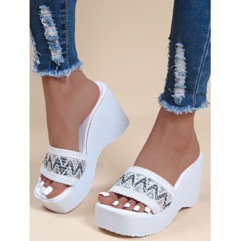 

Geometric Thick Platform Slip On Trendy Outdoor Sandals, White