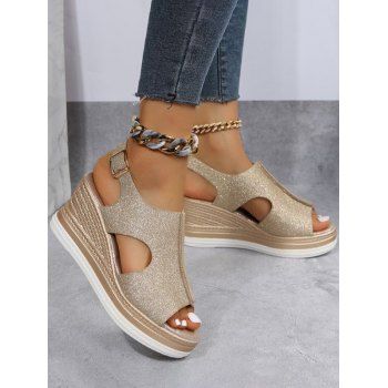 

Cut Out Buckle Strap Thick Platform Outdoor Sandals, Golden