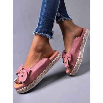 

Bowknot Slip On Casual Slippers, Pink