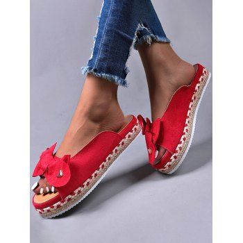 

Bowknot Slip On Casual Slippers, Red